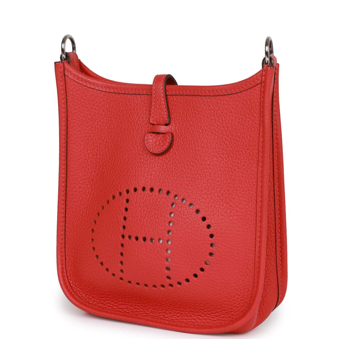 Top quality Hermes Evelyne TPM Rouge Tomate Clemence Palladium Hardware