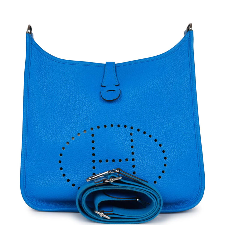 Top quality Hermes Evelyne III PM Bleu Hydra Clemence Palladium Hardware