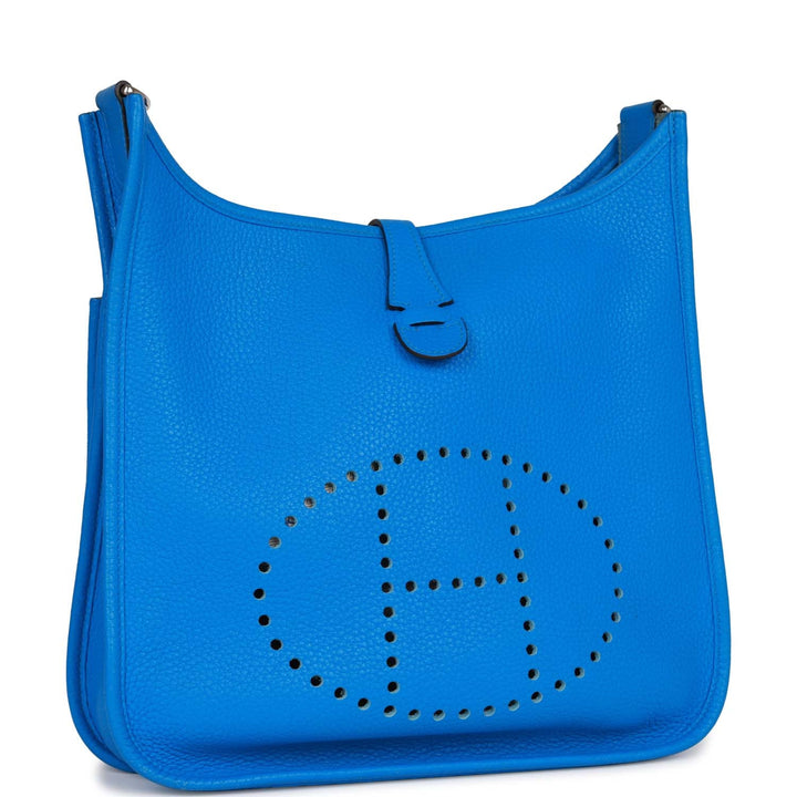 Top quality Hermes Evelyne III PM Bleu Hydra Clemence Palladium Hardware