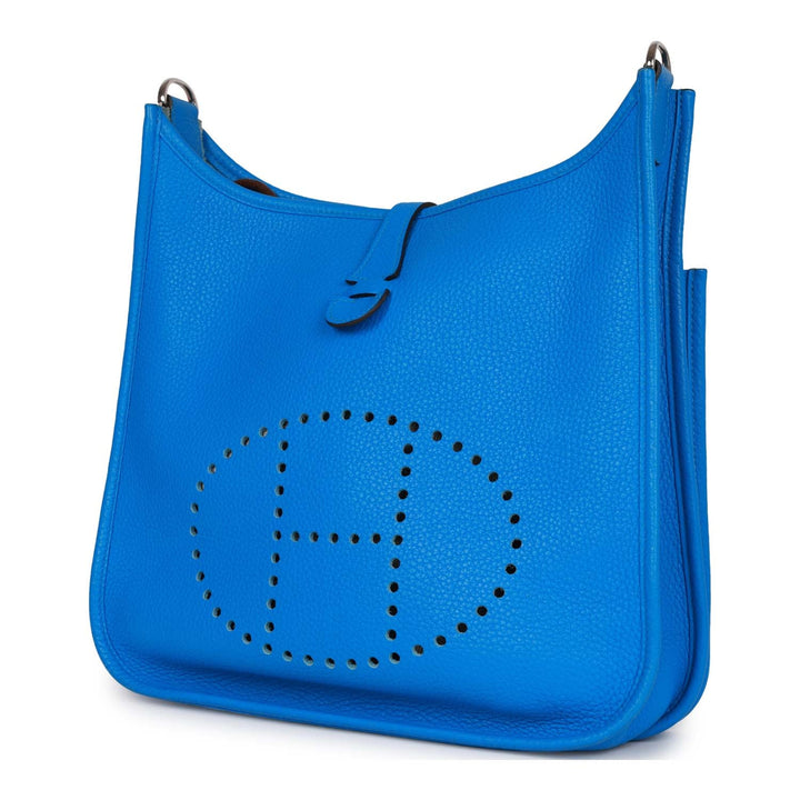Top quality Hermes Evelyne III PM Bleu Hydra Clemence Palladium Hardware