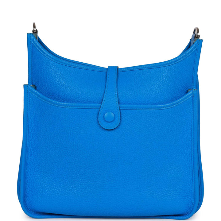 Top quality Hermes Evelyne III PM Bleu Hydra Clemence Palladium Hardware