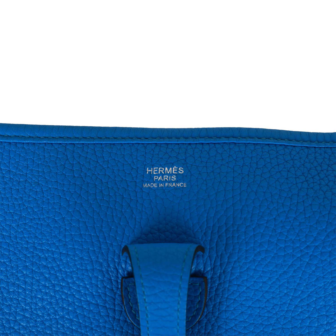 Top quality Hermes Evelyne III PM Bleu Hydra Clemence Palladium Hardware