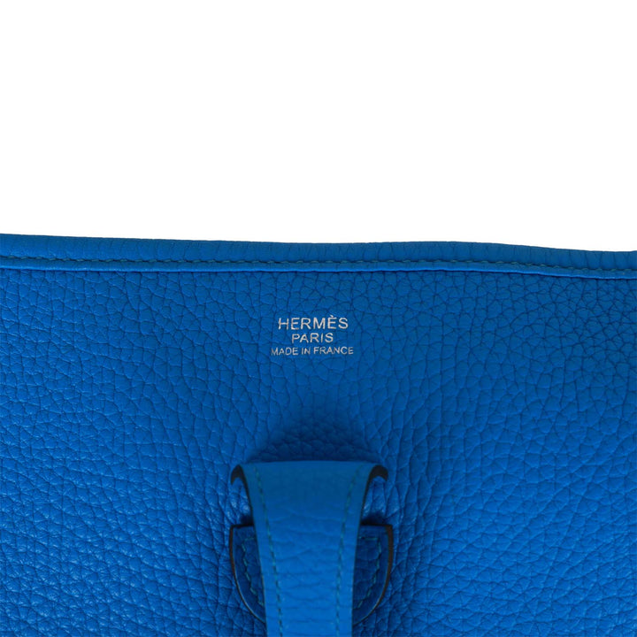 Top quality Hermes Evelyne III PM Bleu Hydra Clemence Palladium Hardware