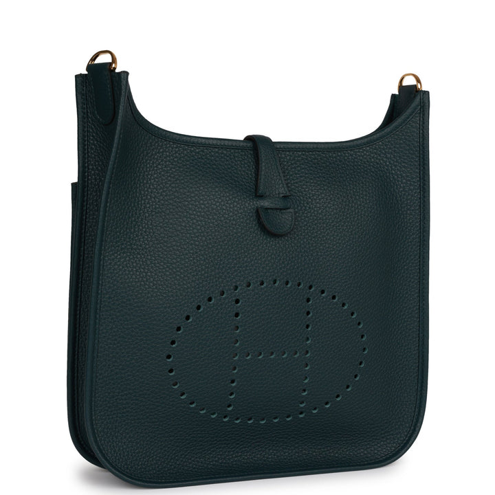 Top quality Hermes Evelyne III PM Vert Cypress Clemence Gold Hardware
