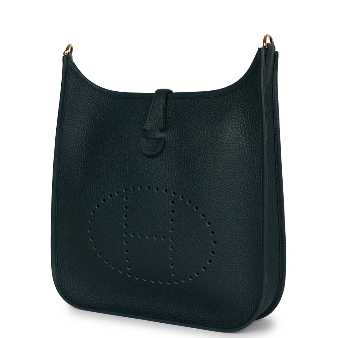 Top quality Hermes Evelyne III PM Vert Cypress Clemence Gold Hardware