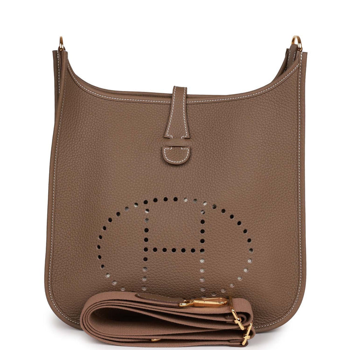 Top quality Hermes Evelyne III PM Etoupe Clemence Gold Hardware