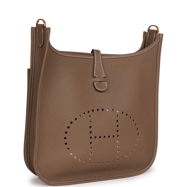 Top quality Hermes Evelyne III PM Etoupe Clemence Gold Hardware