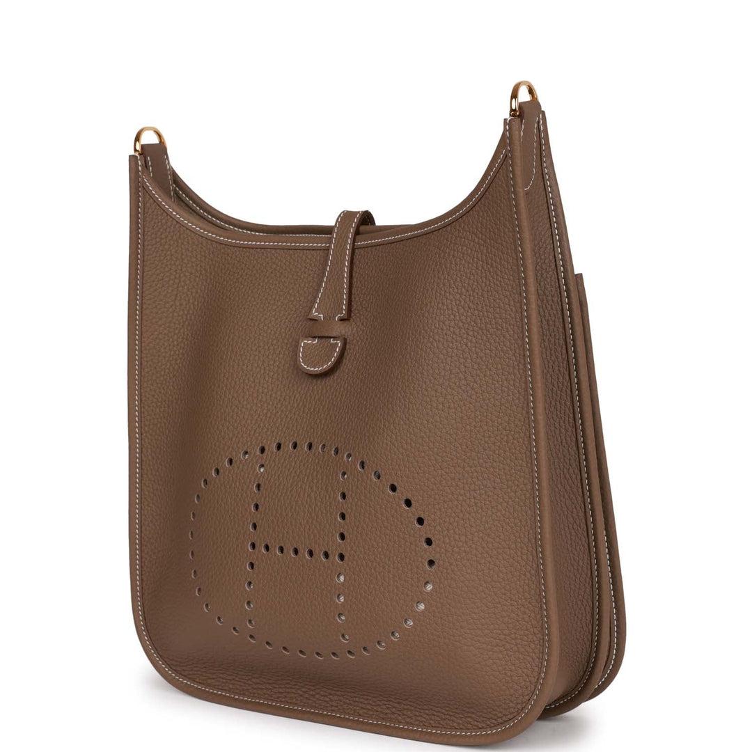 Top quality Hermes Evelyne III PM Etoupe Clemence Gold Hardware