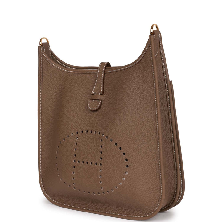 Top quality Hermes Evelyne III PM Etoupe Clemence Gold Hardware