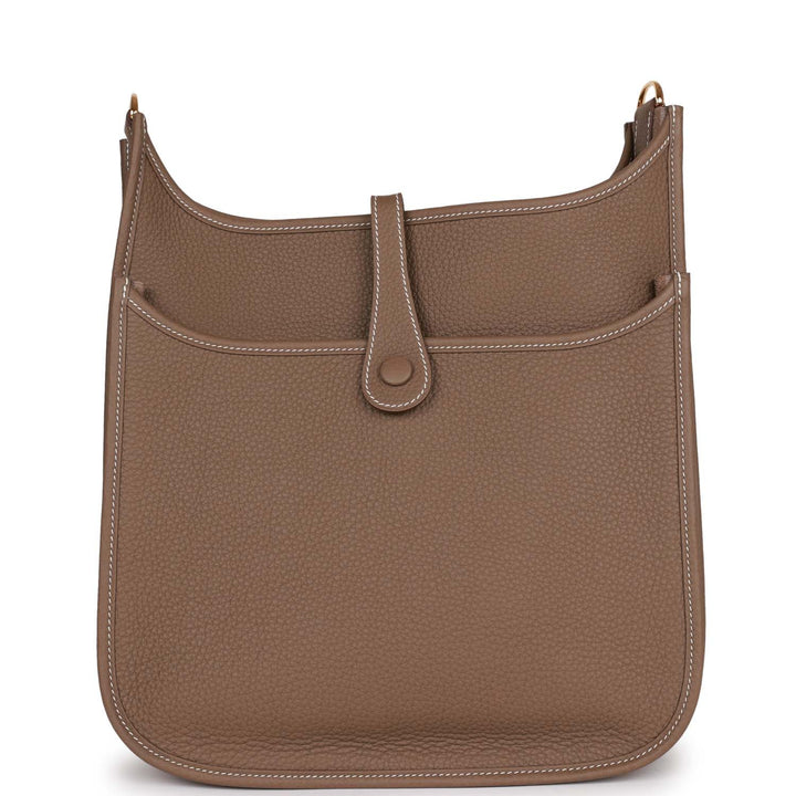 Top quality Hermes Evelyne III PM Etoupe Clemence Gold Hardware