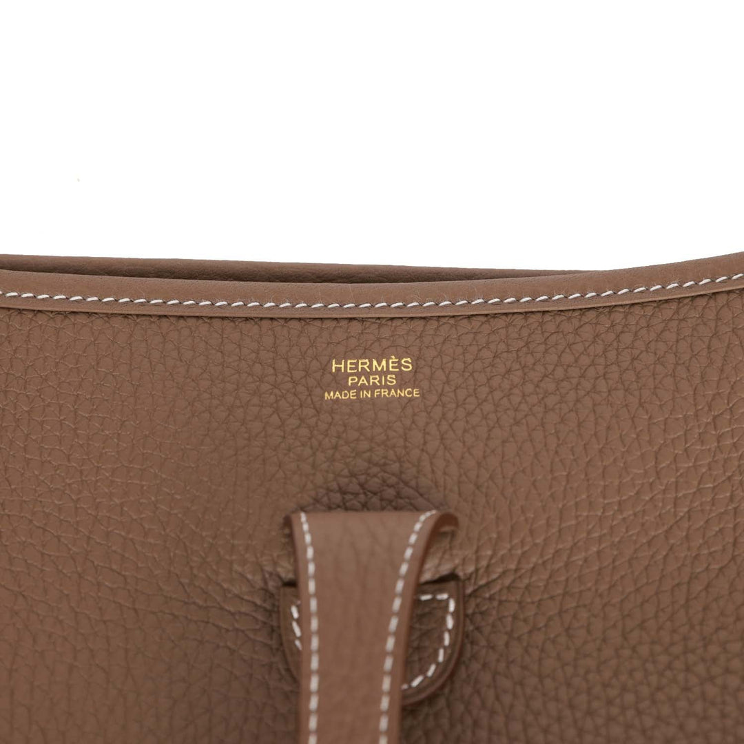 Top quality Hermes Evelyne III PM Etoupe Clemence Gold Hardware