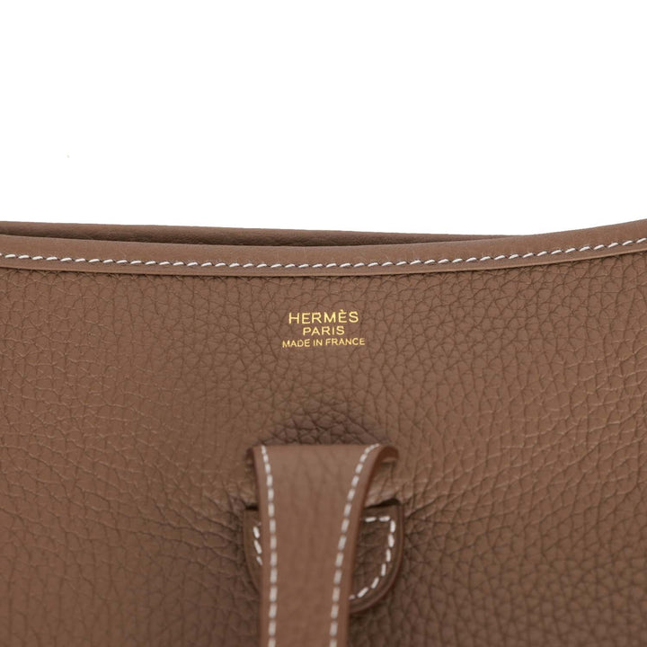 Top quality Hermes Evelyne III PM Etoupe Clemence Gold Hardware