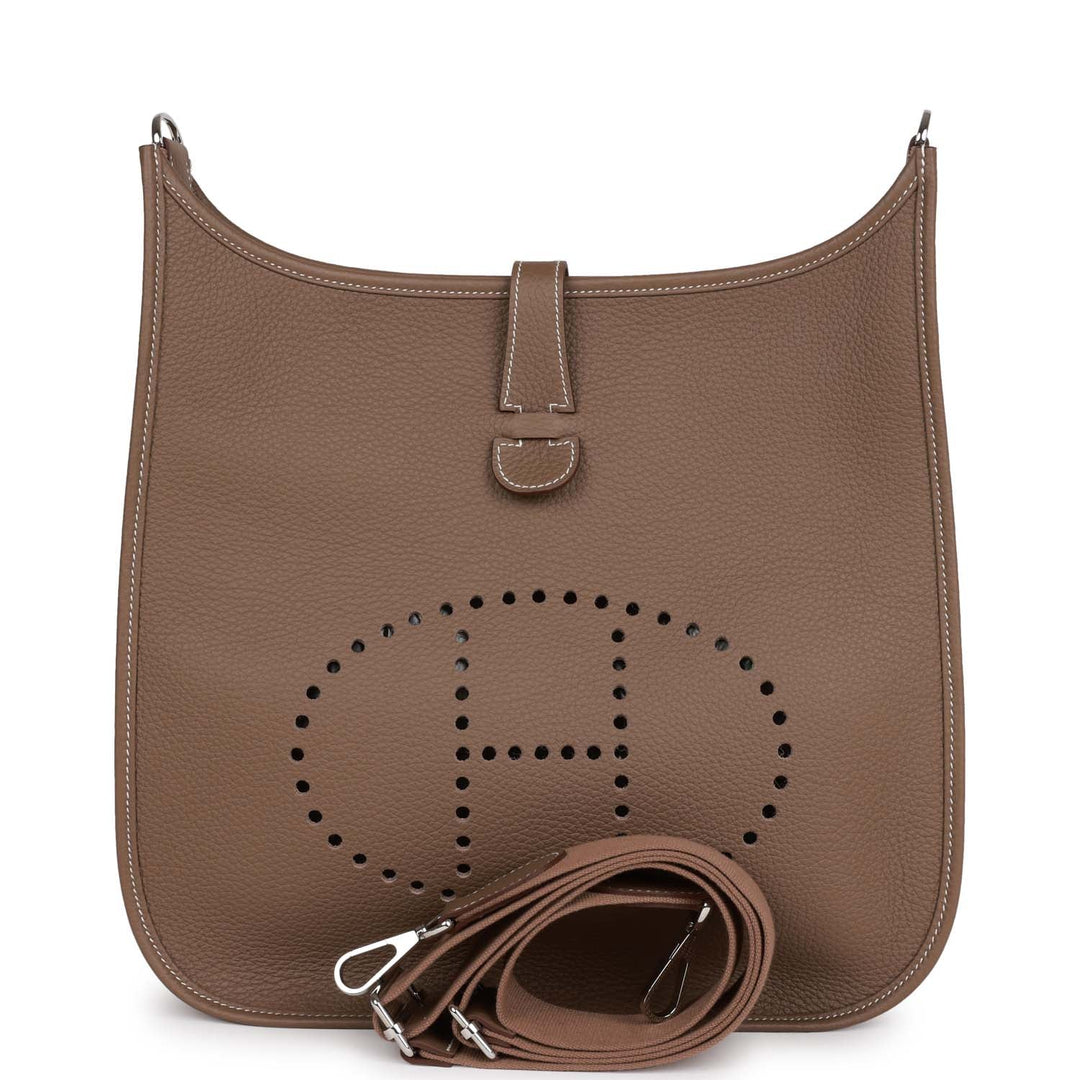 Top quality Hermes Evelyne III GM Etoupe Clemence Palladium Hardware