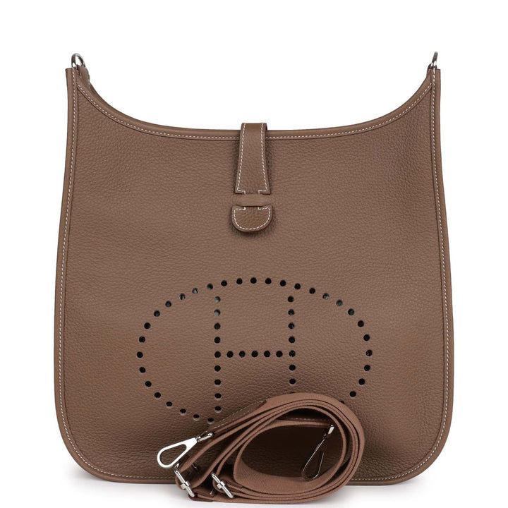 Top quality Hermes Evelyne III GM Etoupe Clemence Palladium Hardware