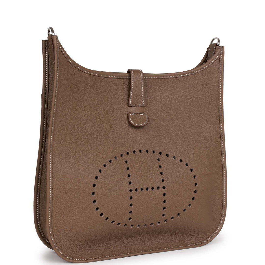 Top quality Hermes Evelyne III GM Etoupe Clemence Palladium Hardware