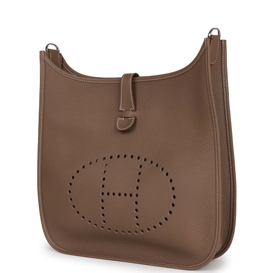 Top quality Hermes Evelyne III GM Etoupe Clemence Palladium Hardware