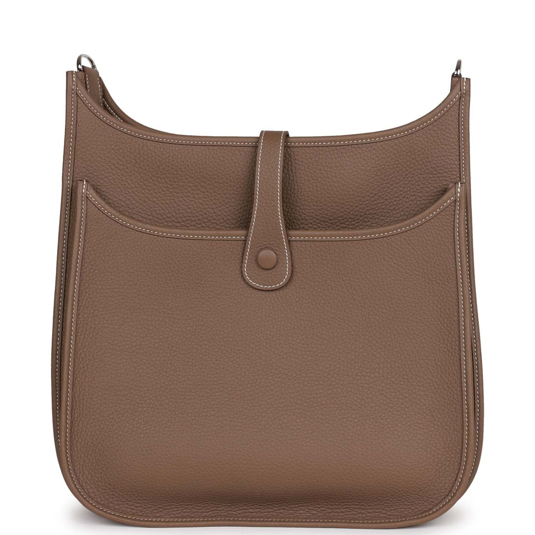 Top quality Hermes Evelyne III GM Etoupe Clemence Palladium Hardware