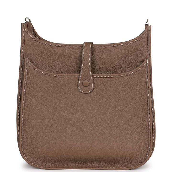 Top quality Hermes Evelyne III GM Etoupe Clemence Palladium Hardware