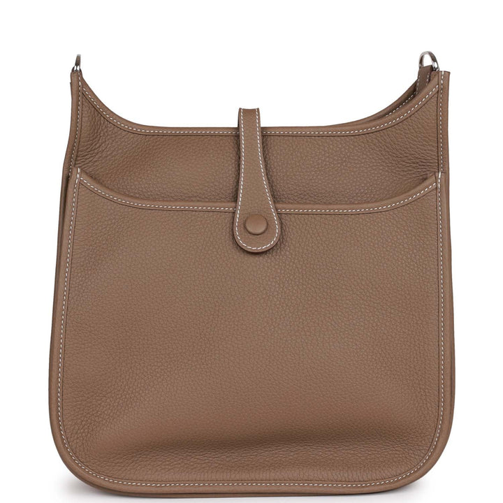Top quality Hermes Evelyne III PM Etoupe Clemence Palladium Hardware
