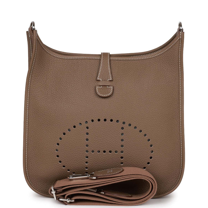 Top quality Hermes Evelyne III PM Etoupe Clemence Palladium Hardware