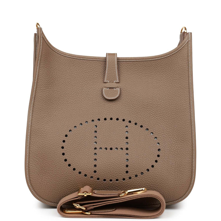 Top quality Hermes Evelyne III GM Etoupe Clemence Gold Hardware
