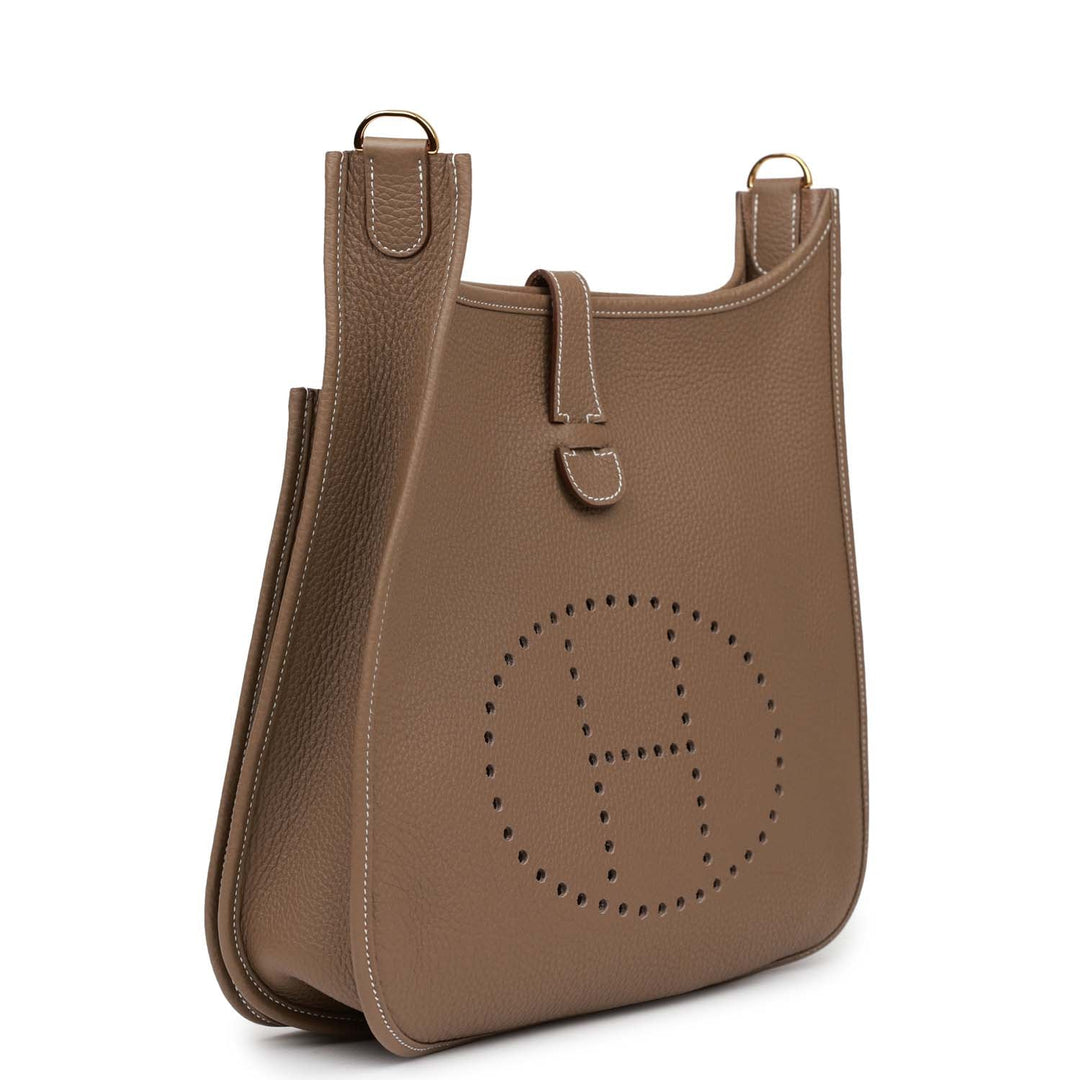 Top quality Hermes Evelyne III GM Etoupe Clemence Gold Hardware