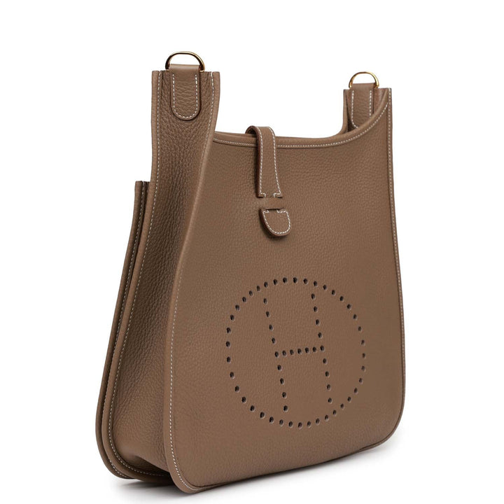 Top quality Hermes Evelyne III GM Etoupe Clemence Gold Hardware