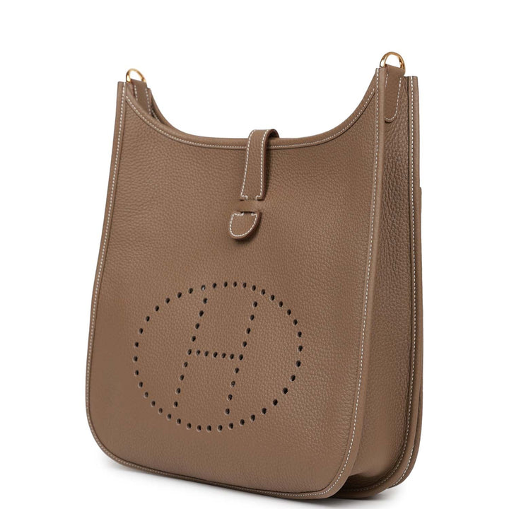 Top quality Hermes Evelyne III GM Etoupe Clemence Gold Hardware