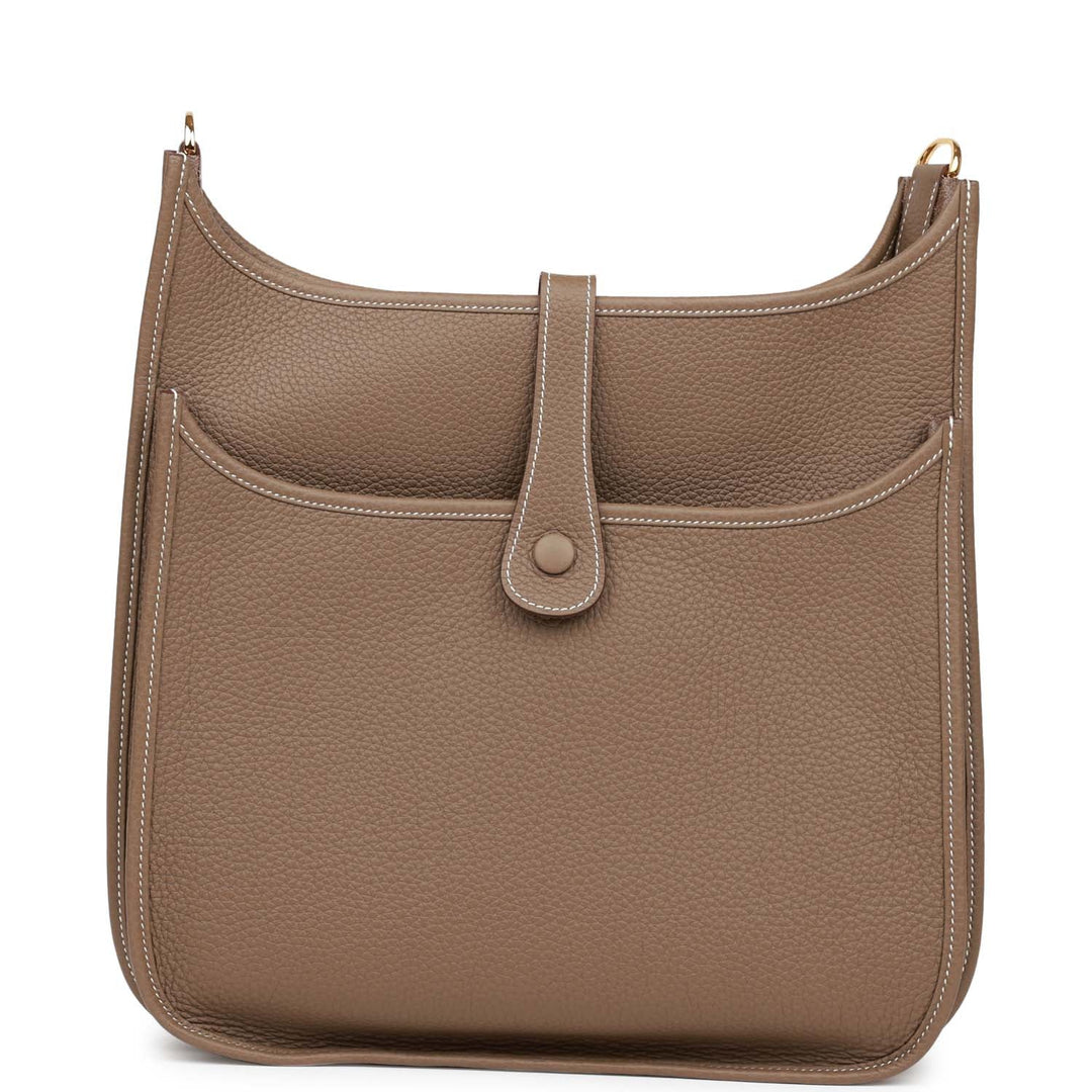 Top quality Hermes Evelyne III GM Etoupe Clemence Gold Hardware