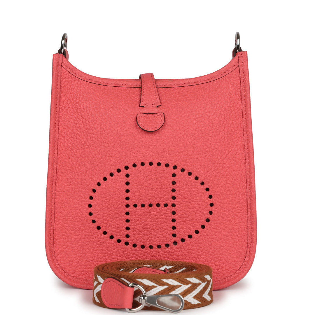 Top quality Hermes Evelyne TPM Rose Texas Clemence Palladium Hardware
