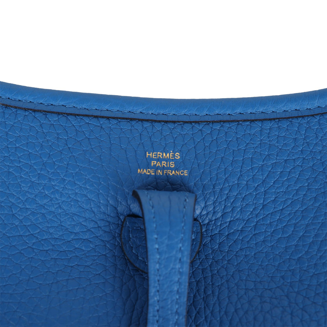 Top quality Hermes Evelyne TPM Bleu Zellige Clemence Gold Hardware