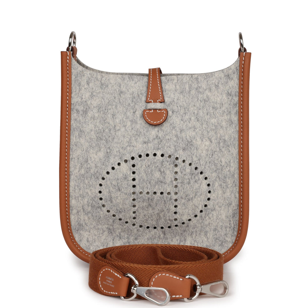 Top quality Hermes Evelyne TPM Gris Clair and Gold Swift Palladium Hardware