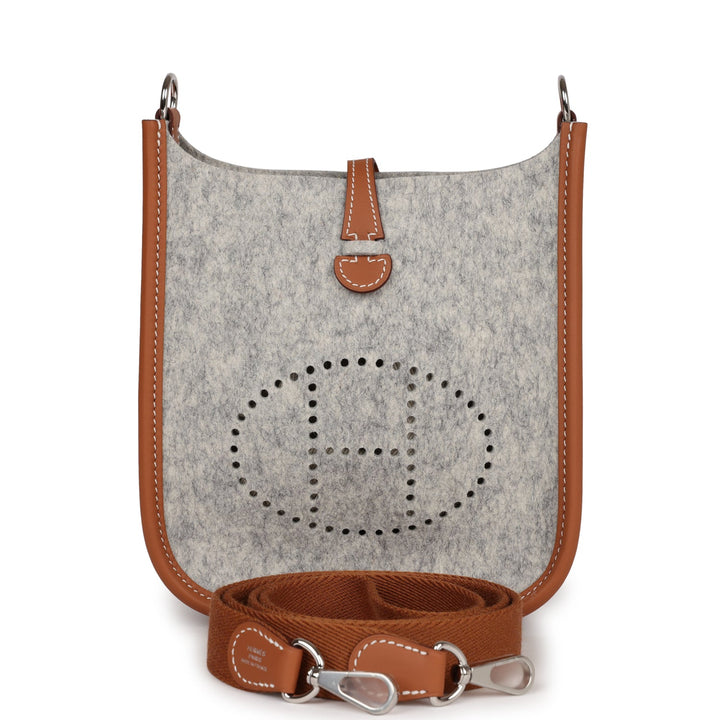 Top quality Hermes Evelyne TPM Gris Clair and Gold Swift Palladium Hardware