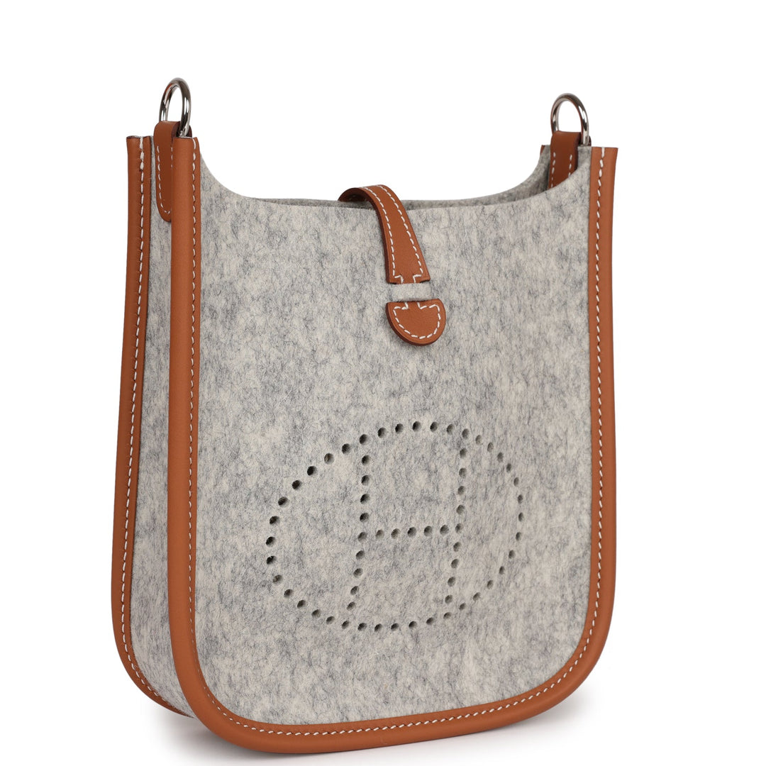 Top quality Hermes Evelyne TPM Gris Clair and Gold Swift Palladium Hardware