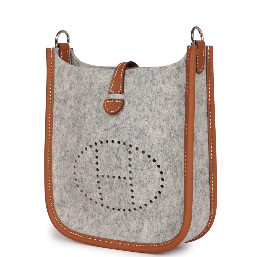 Top quality Hermes Evelyne TPM Gris Clair and Gold Swift Palladium Hardware