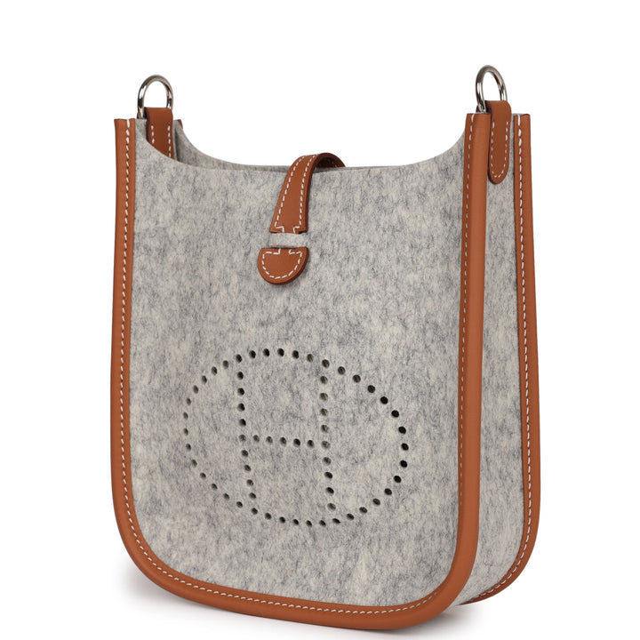 Top quality Hermes Evelyne TPM Gris Clair and Gold Swift Palladium Hardware