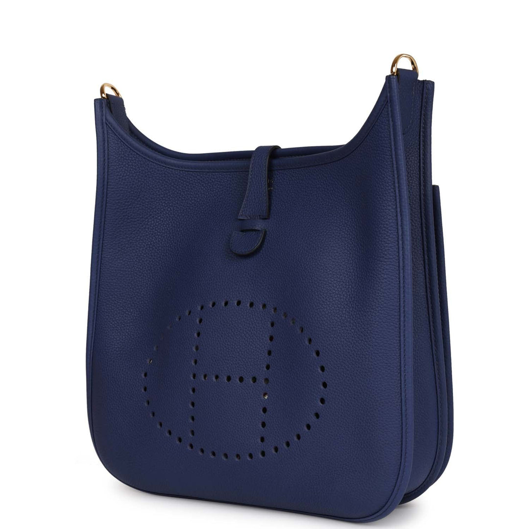 Top quality Hermes Evelyne III PM Bleu Saphir Clemence Gold Hardware