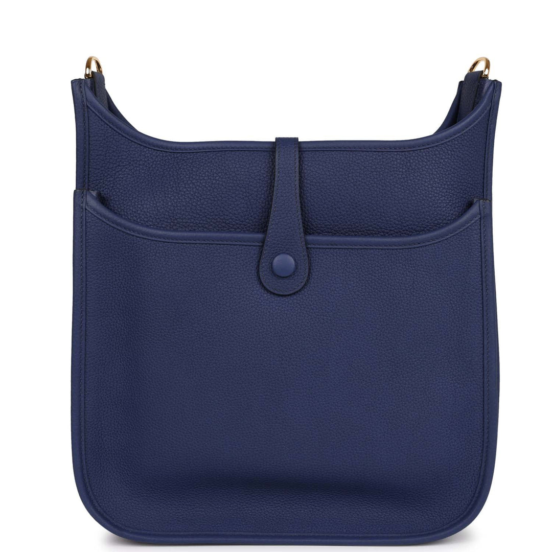 Top quality Hermes Evelyne III PM Bleu Saphir Clemence Gold Hardware