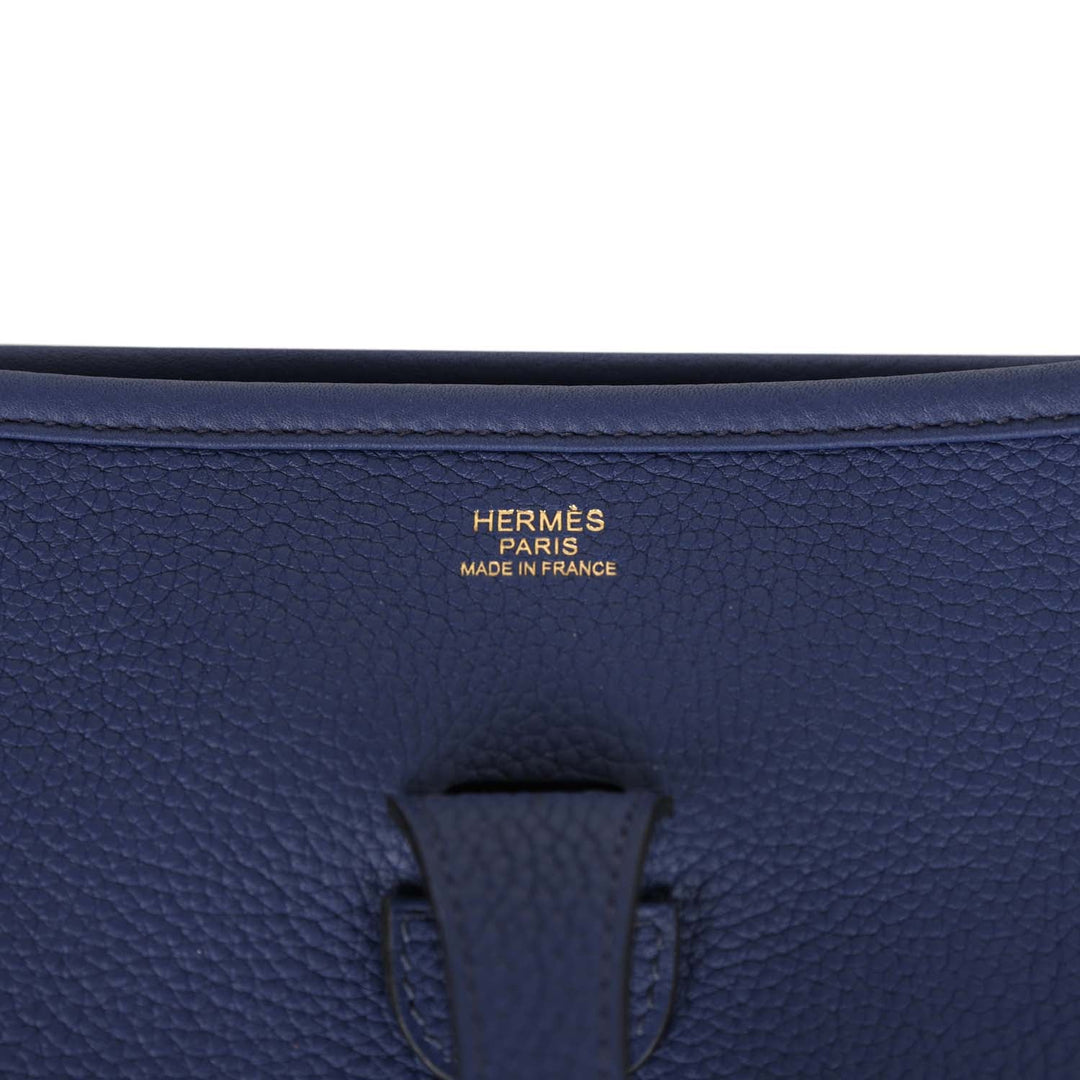 Top quality Hermes Evelyne III PM Bleu Saphir Clemence Gold Hardware