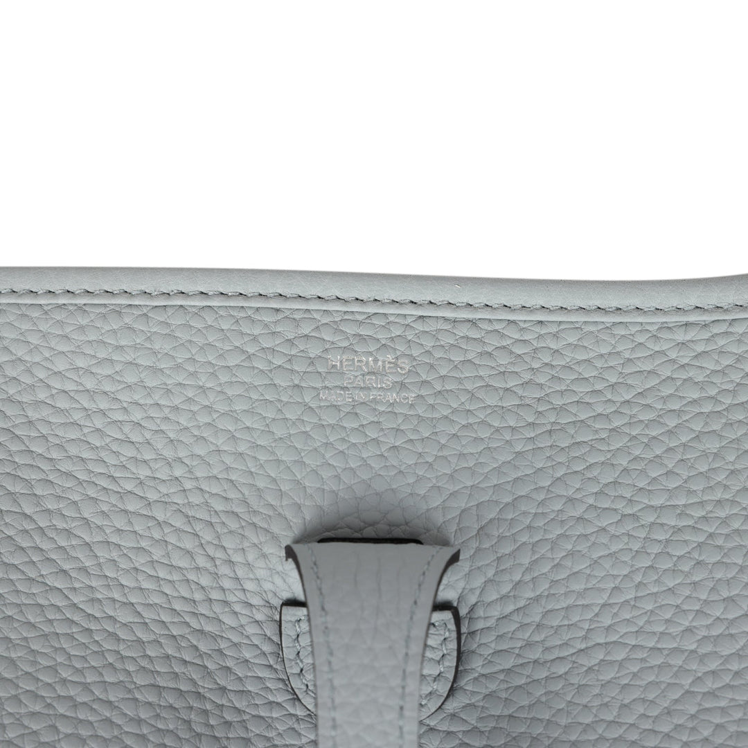 Hermes Evelyne III PM Bleu Glacier Clemence Palladium Hardware