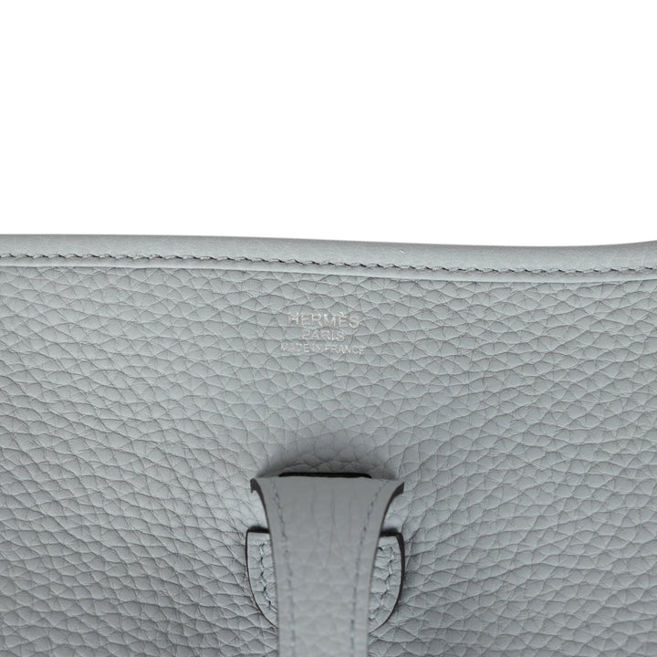 Hermes Evelyne III PM Bleu Glacier Clemence Palladium Hardware
