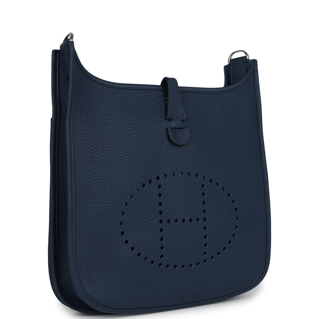 Hermes Evelyne III PM Bleu De Prusse Clemence Palladium Hardware