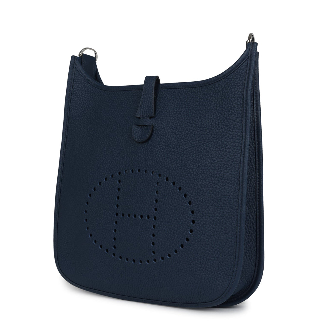 Hermes Evelyne III PM Bleu De Prusse Clemence Palladium Hardware