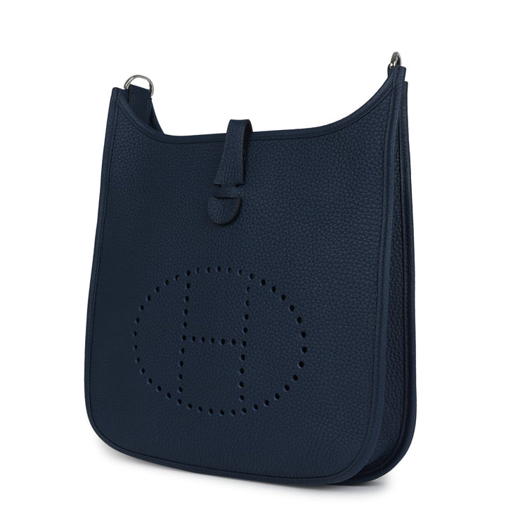Hermes Evelyne III PM Bleu De Prusse Clemence Palladium Hardware
