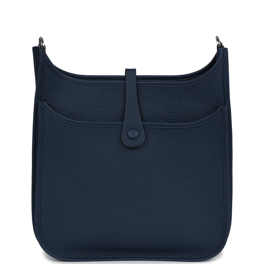 Hermes Evelyne III PM Bleu De Prusse Clemence Palladium Hardware