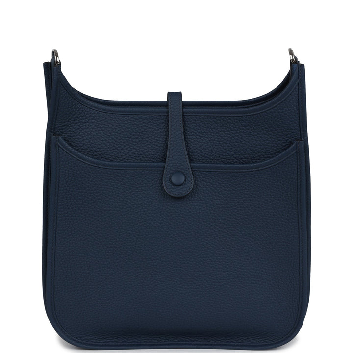 Hermes Evelyne III PM Bleu De Prusse Clemence Palladium Hardware