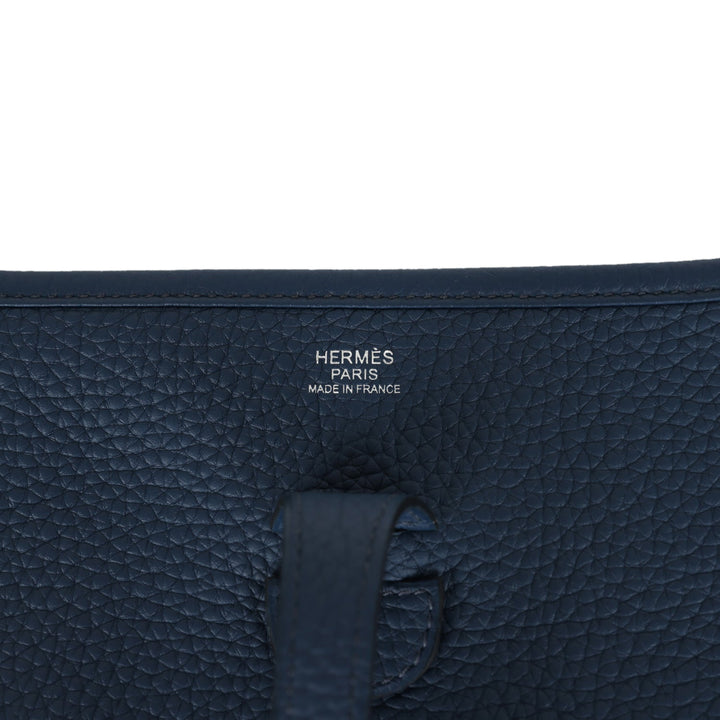 Hermes Evelyne III PM Bleu De Prusse Clemence Palladium Hardware