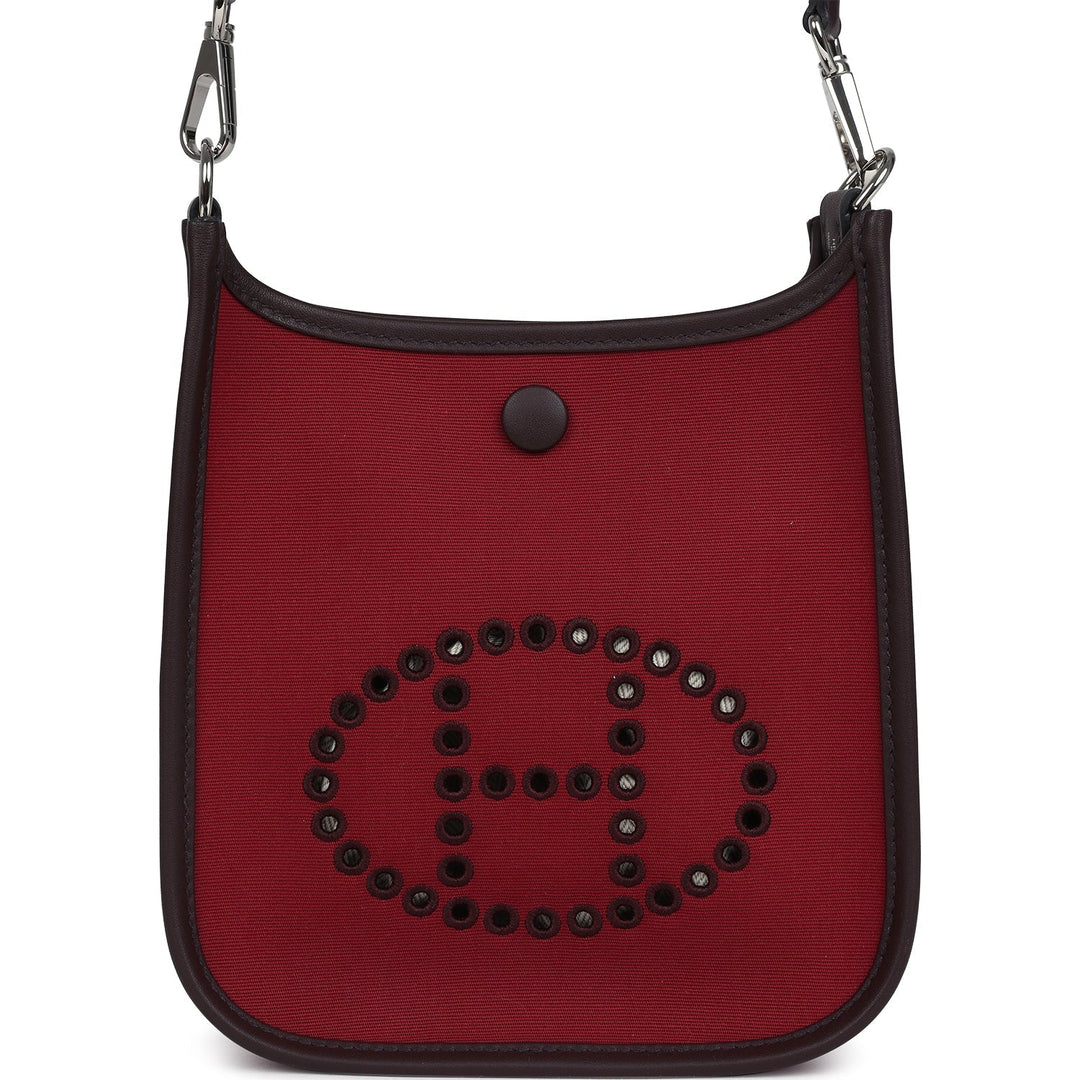 Hermes Neo Evelyne TPM Rubis Officier Canvas and Rouge Sellier Swift Palladium Hardware