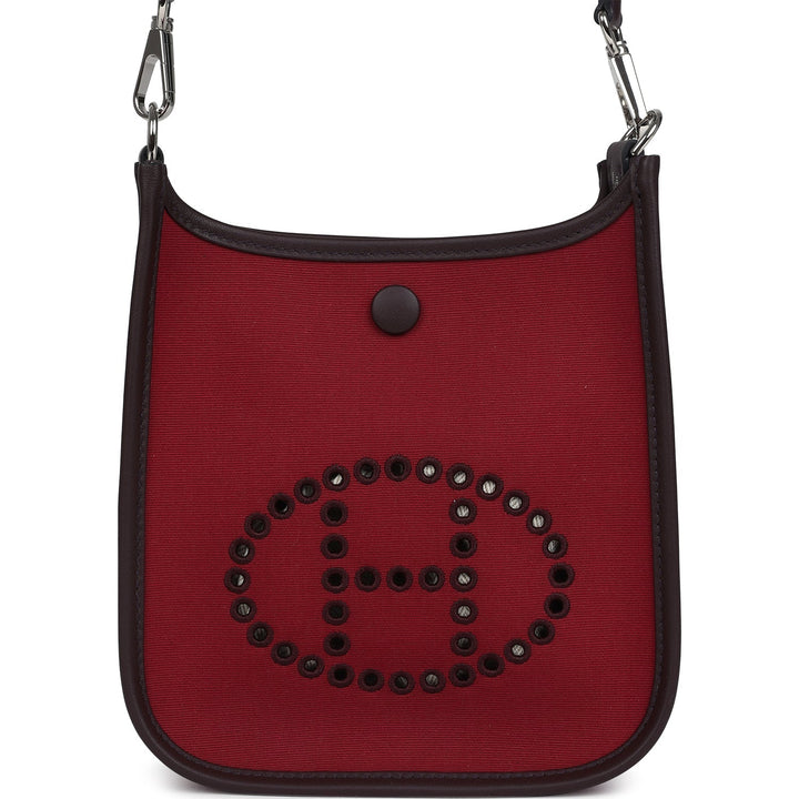 Hermes Neo Evelyne TPM Rubis Officier Canvas and Rouge Sellier Swift Palladium Hardware