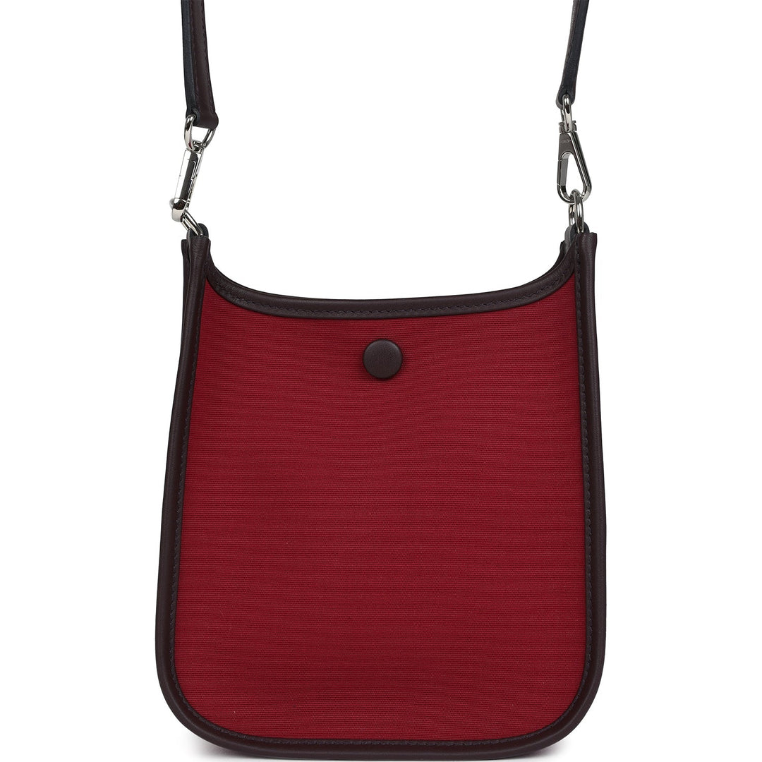 Hermes Neo Evelyne TPM Rubis Officier Canvas and Rouge Sellier Swift Palladium Hardware